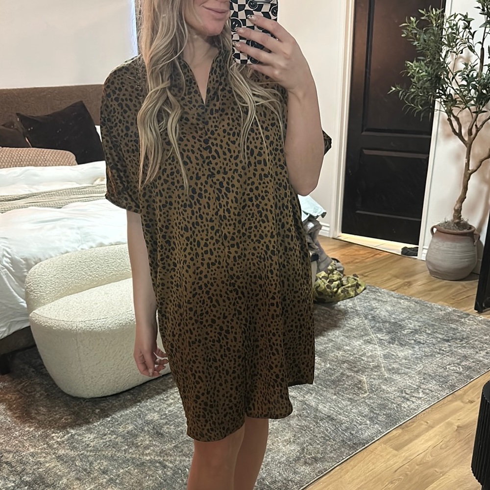 Leopard Print Shirt Dress